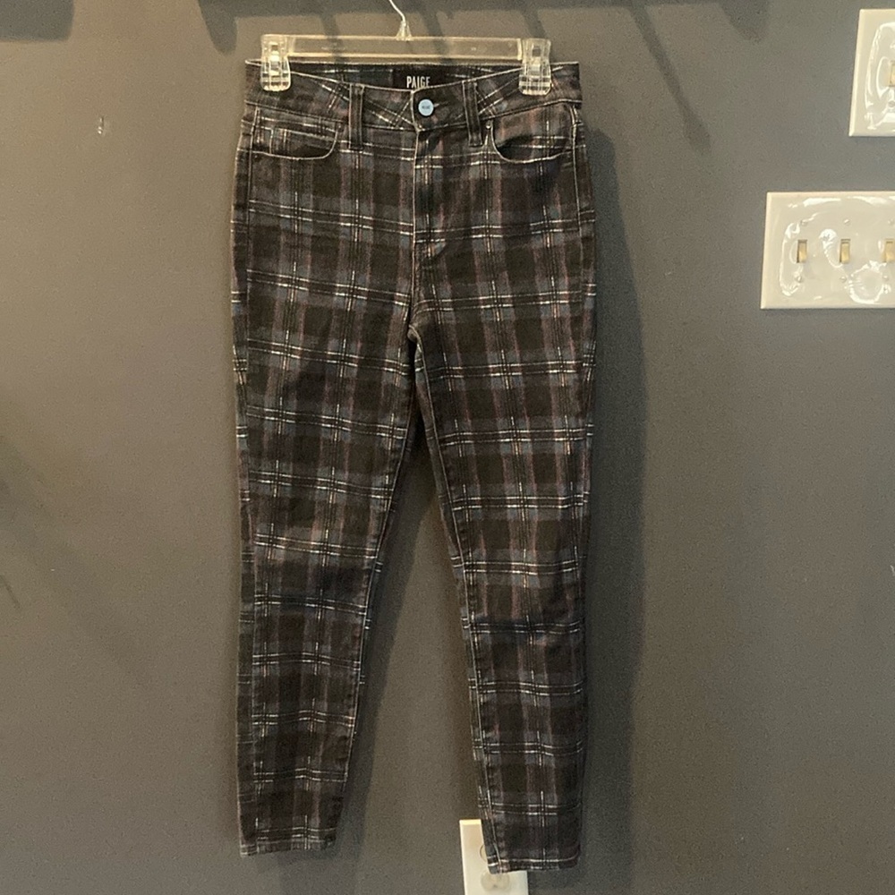Paige size 25 Hoxton Ankle Black Atlantic Titan plaid jeans